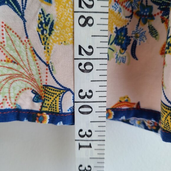 Flutter Sleeve Peasant Tunic Top 3X Floral Boho Lightweight Red Blue - Picture 9 of 10